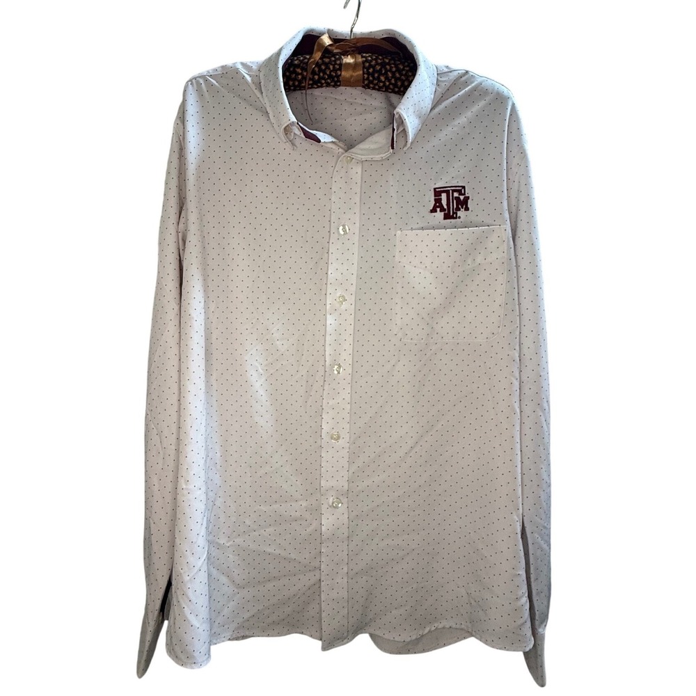 The Collection Texas A&M Aggies Mens Medium White Maroon Polka Dot Button Shirt